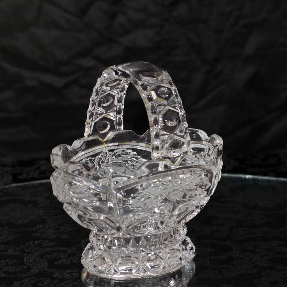 Crystal Candy Basket Vintage Crystal Glass Basket